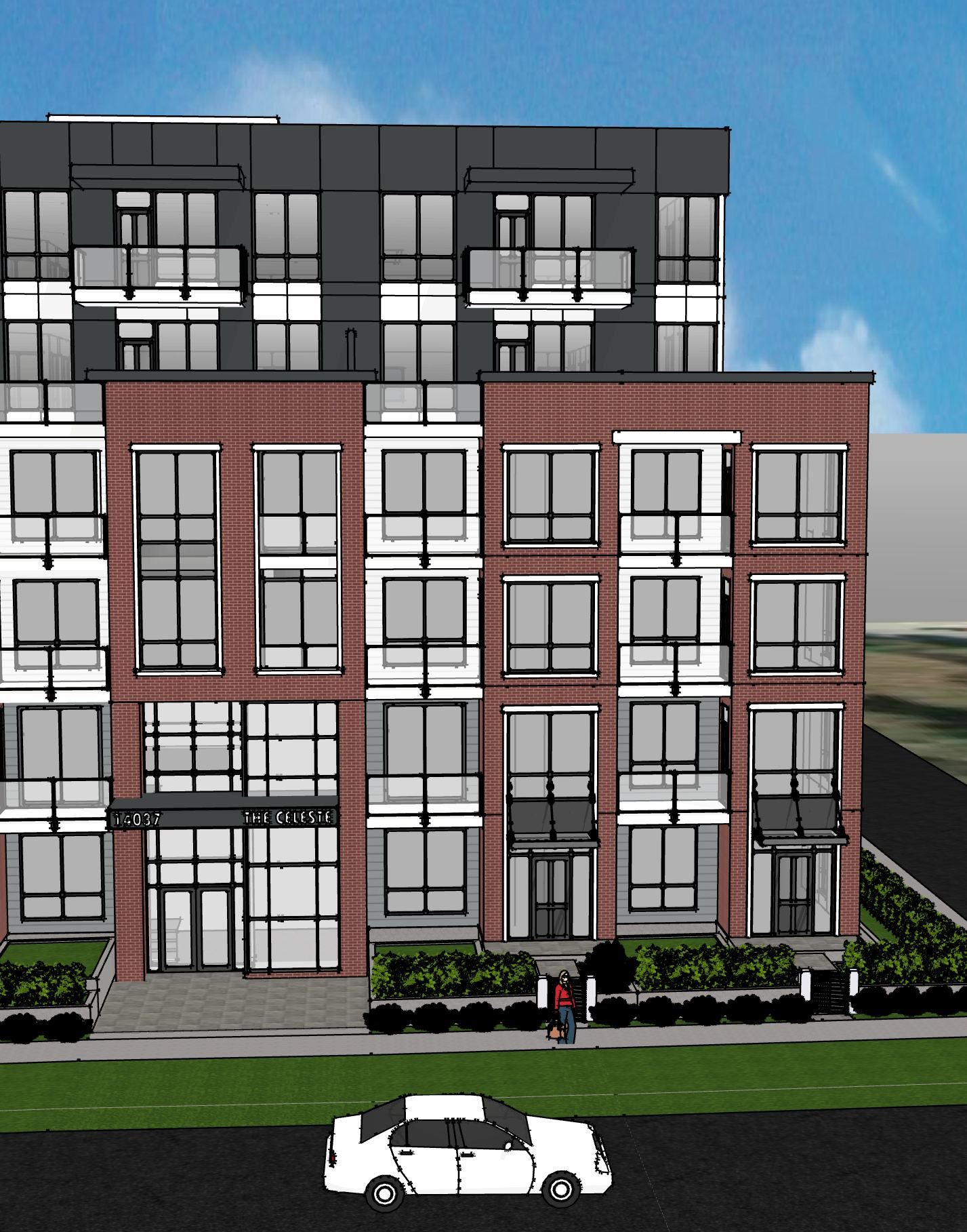 Working 3D model of a brick mid-rise building